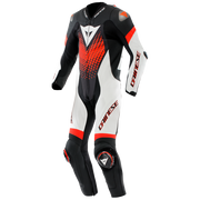 Dainese Laguna Seca 6 Tek Parça Deri Kombinasyonu – Perforasyonlu Yarış Tulumu | Erkek | Beyaz/Kırmızı 