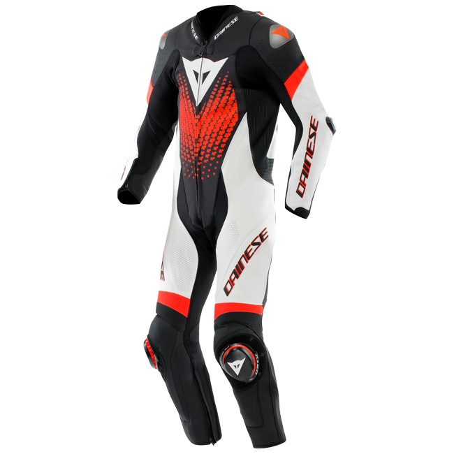 Dainese Laguna Seca 6 Tek Parça Deri Kombinasyonu – Perforasyonlu Yarış Tulumu | Erkek | Beyaz/Kırmızı 