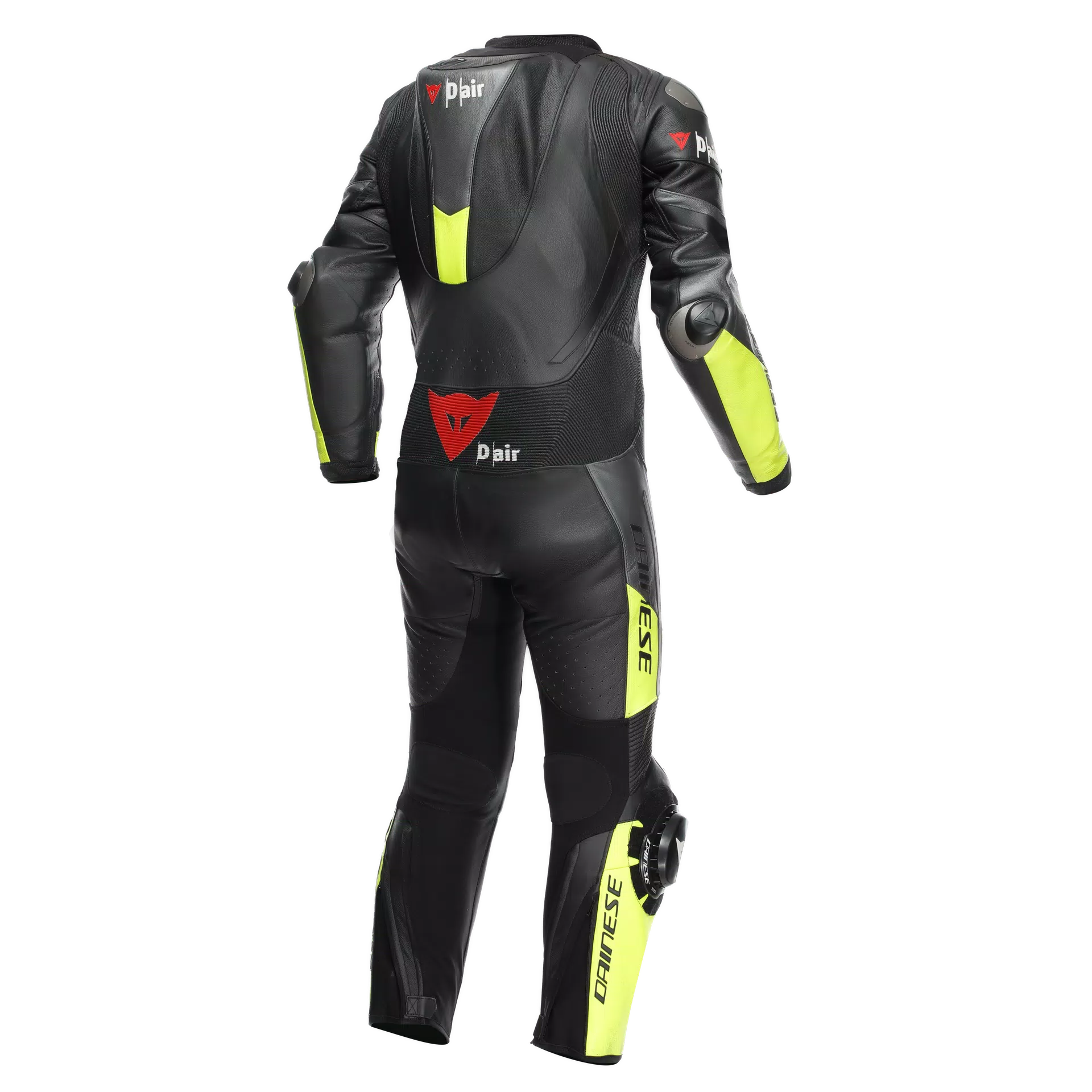 Dainese Misano 3 D-AIR® Tek parça deri kombine – Perforated hava yastıklı yarış kıyafeti | Erkek | Siyah/Neon Sarı 