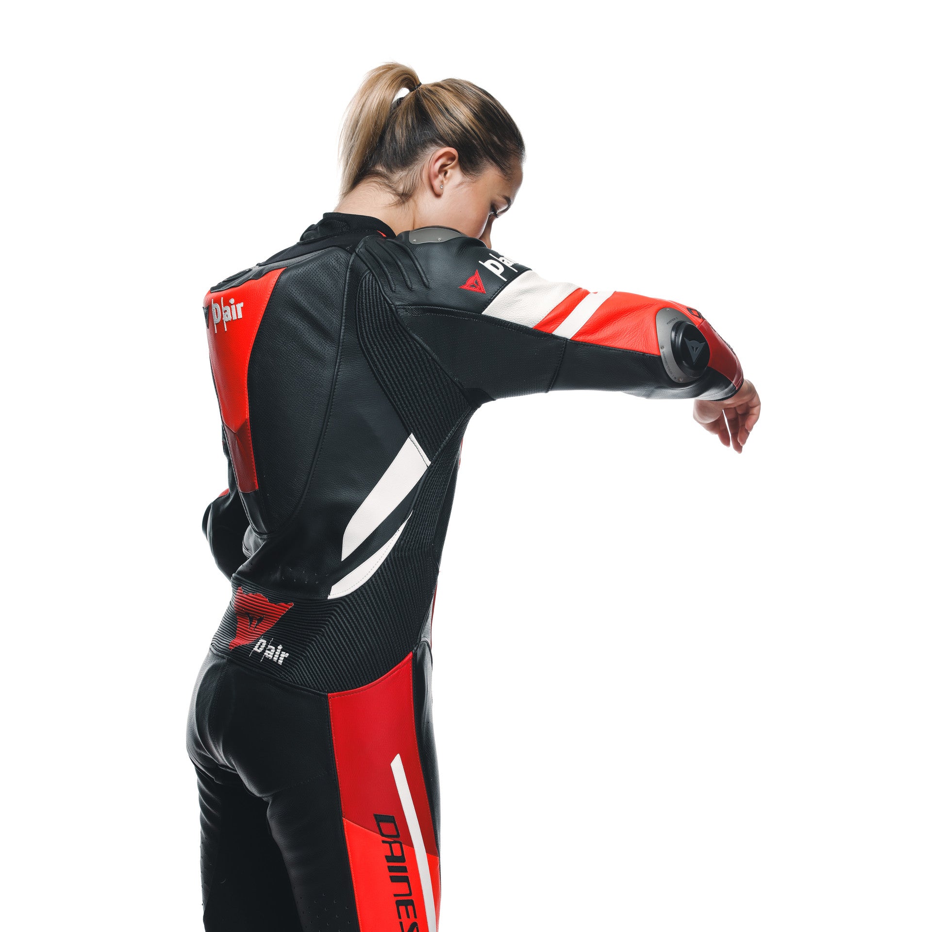 Dainese Misano 3 Lady D-AIR® Tek parça deri kombine – Perforated hava yastıklı yarış kıyafeti | Kadın | Kırmızı 