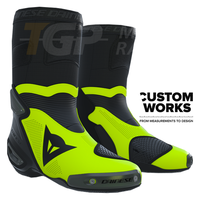 Dainese Axial 2 Air yarış ve sokak motosiklet botu | Erkek | Siyah / Fluoresan sarı | Custom Works 