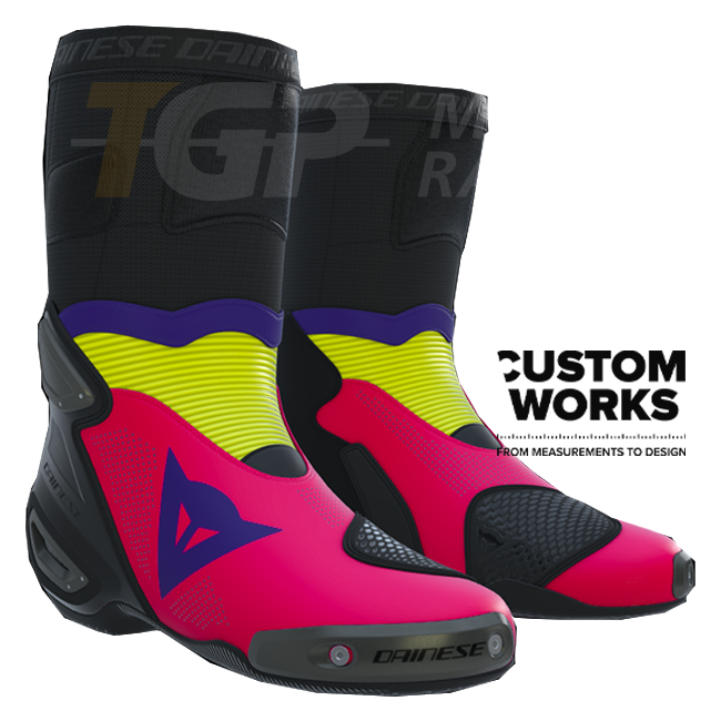 Dainese Axial 2 Air Yarış ve Yol Motosiklet Botları | Erkek | Fuxia / Viola / Fluogelb | Custom Works 