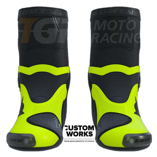 Dainese Axial 2 Air yarış ve sokak motosiklet botu | Erkek | Siyah / Fluoresan sarı | Custom Works 