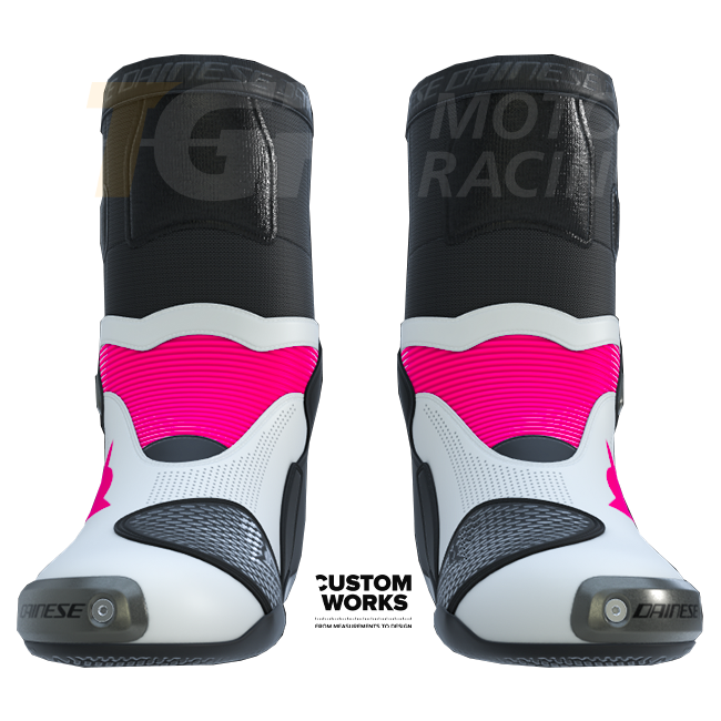 Dainese Axial 2 Air Racing ve sokak motosiklet botları | Erkek | Fuxia / Beyaz | Custom Works 