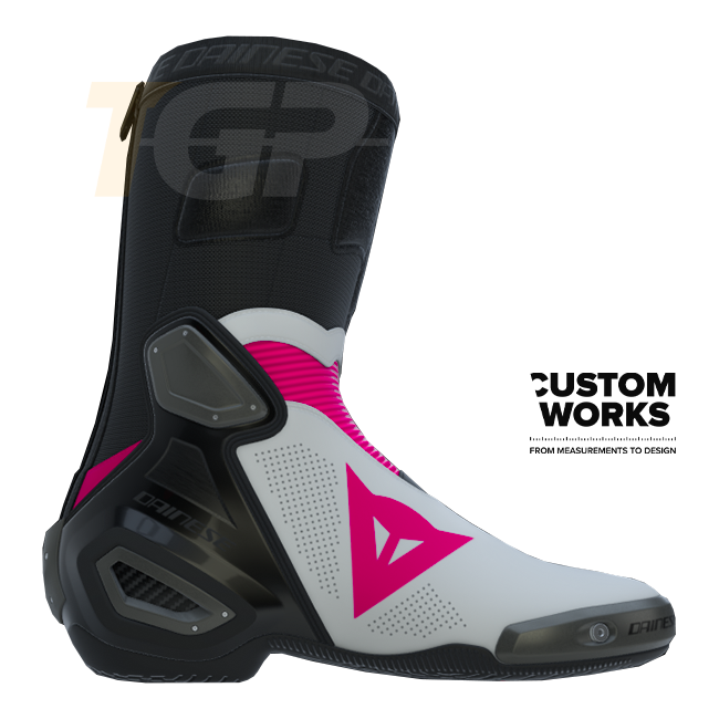 Dainese Axial 2 Air Racing ve sokak motosiklet botları | Erkek | Fuxia / Beyaz | Custom Works 