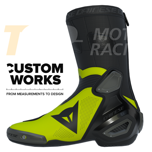 Dainese Axial 2 Air yarış ve sokak motosiklet botu | Erkek | Siyah / Fluoresan sarı | Custom Works 