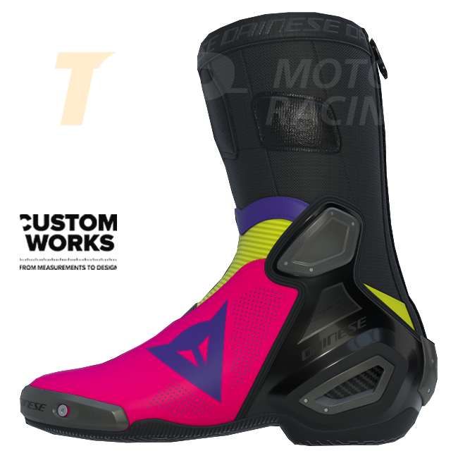 Dainese Axial 2 Air Yarış ve Yol Motosiklet Botları | Erkek | Fuxia / Viola / Fluogelb | Custom Works 