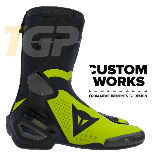 Dainese Axial 2 Air yarış ve sokak motosiklet botu | Erkek | Siyah / Fluoresan sarı | Custom Works 