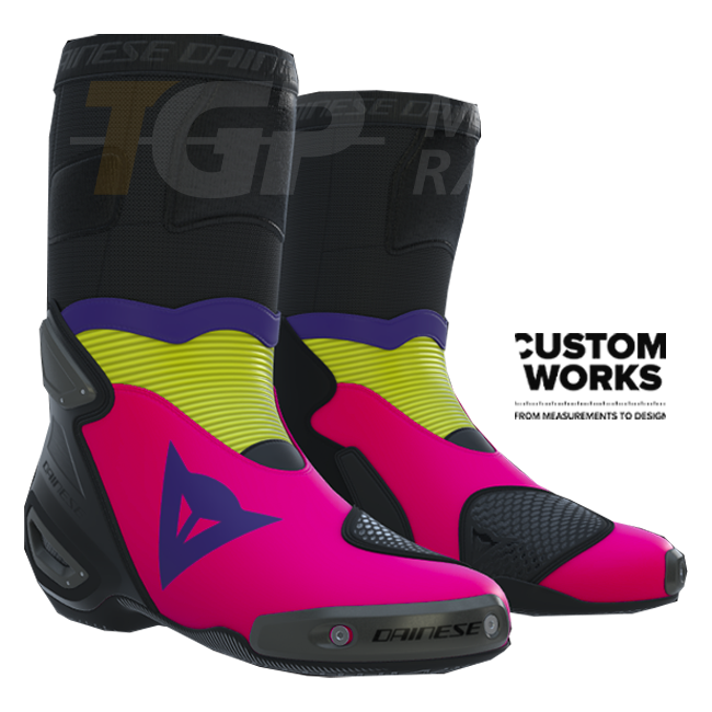 Dainese Axial 2 Yarış ve Yol Motosiklet Botu | Erkek | Fuxia / Viola / Fluogelb | Custom Works 