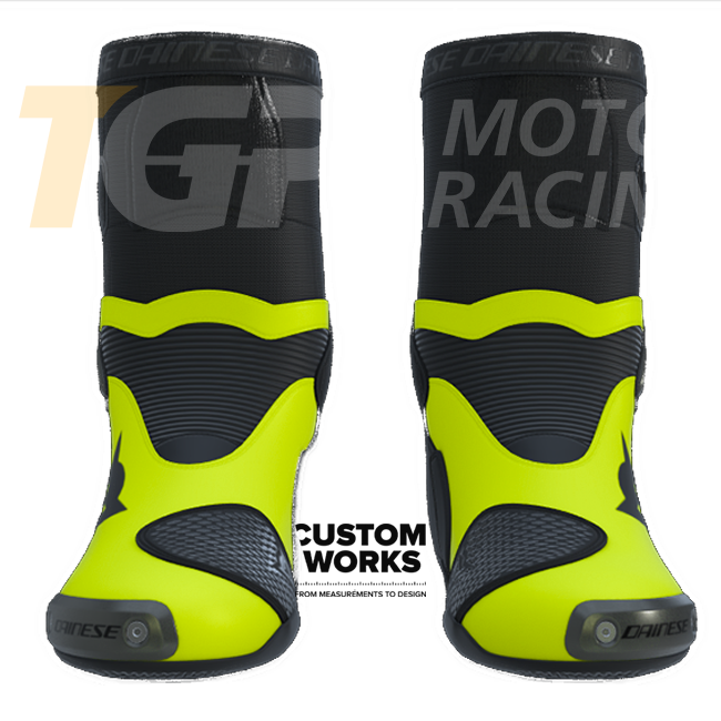 Dainese Axial 2 Yarış ve Sokak Motosiklet Botu | Erkek | Siyah / Fluoresan Sarı | Custom Works 