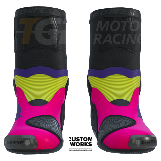 Dainese Axial 2 Yarış ve Yol Motosiklet Botu | Erkek | Fuxia / Viola / Fluogelb | Custom Works 