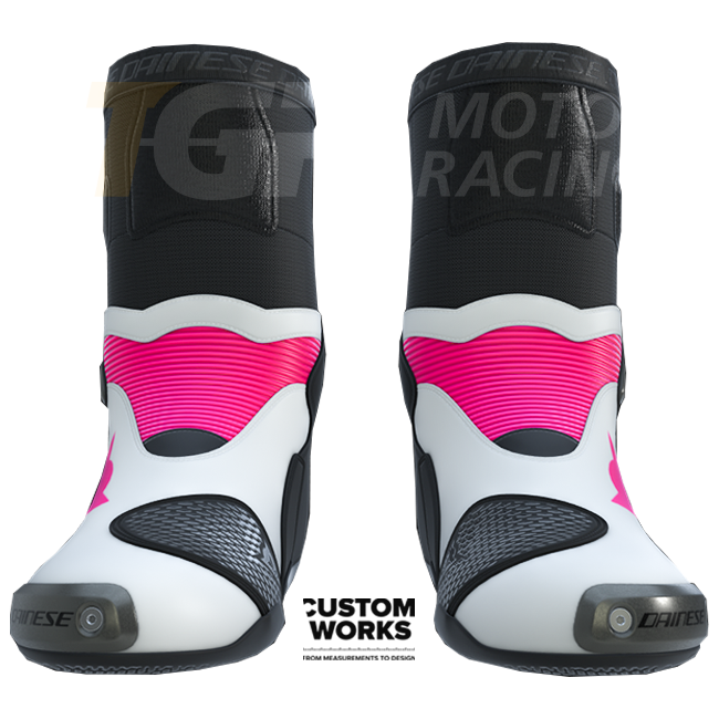 Dainese Axial 2 Racing ve sokak motosiklet botları | Erkek | Fuxia / Beyaz | Custom Works 