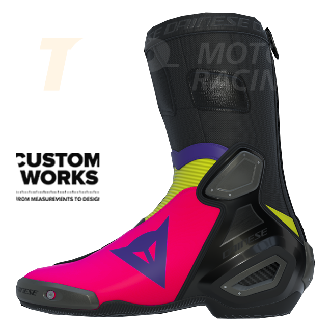 Dainese Axial 2 Yarış ve Yol Motosiklet Botu | Erkek | Fuxia / Viola / Fluogelb | Custom Works 