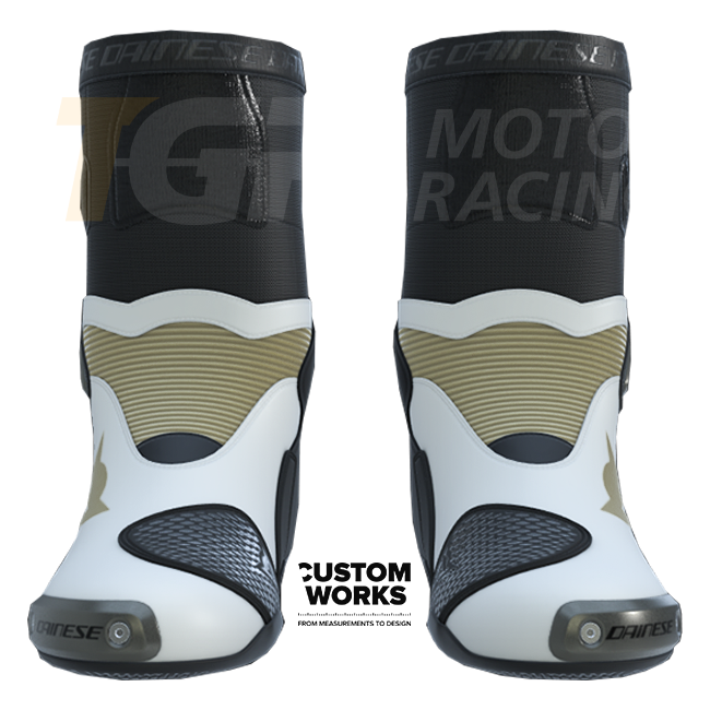 Dainese Axial 2 Racing ve yol motosiklet botları | Erkek | İnci beyazı / Magnezyum | Custom Works 