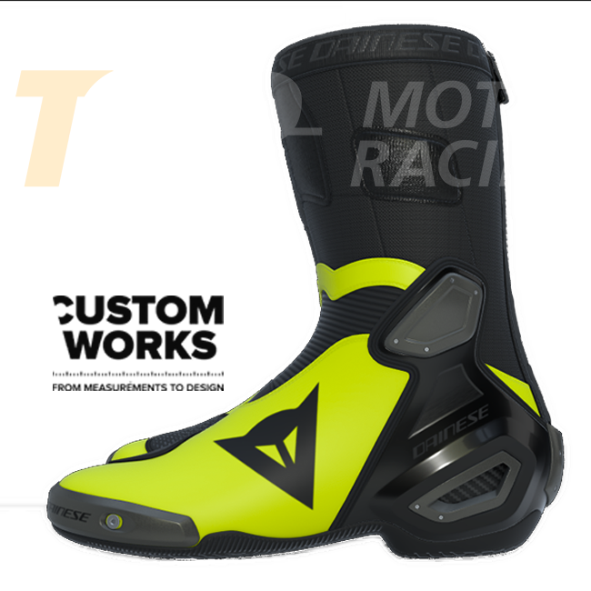 Dainese Axial 2 Yarış ve Sokak Motosiklet Botu | Erkek | Siyah / Fluoresan Sarı | Custom Works 