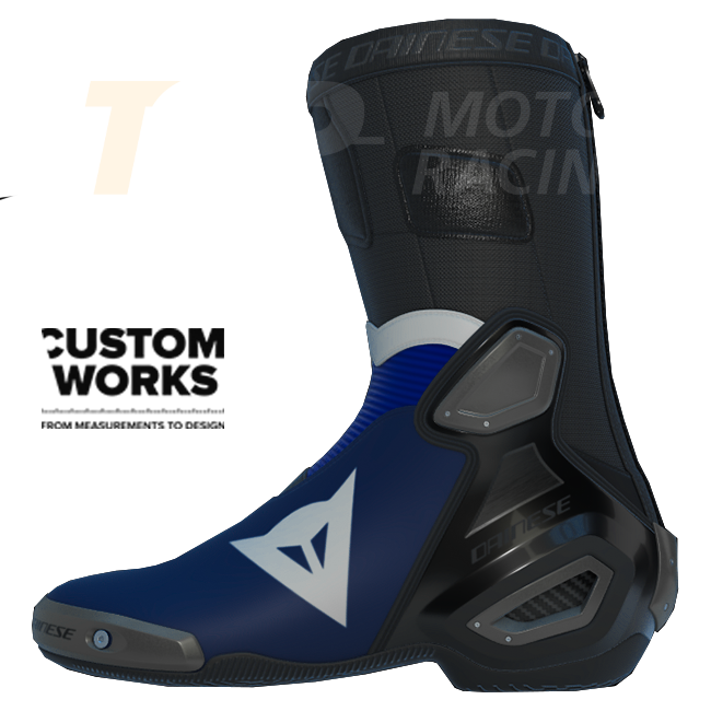 Dainese Axial 2 Racing ve sokak motosiklet botu Prima Pramac Yamaha MotoGP Replica | Erkek | Mor / Yamaha Mavisi / Beyaz | Custom Works 