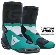 Dainese Axial 2 Air Racing ve yol motosiklet botları | Erkekler | Sardinia Sea Mavi / Beyaz | Custom Works 