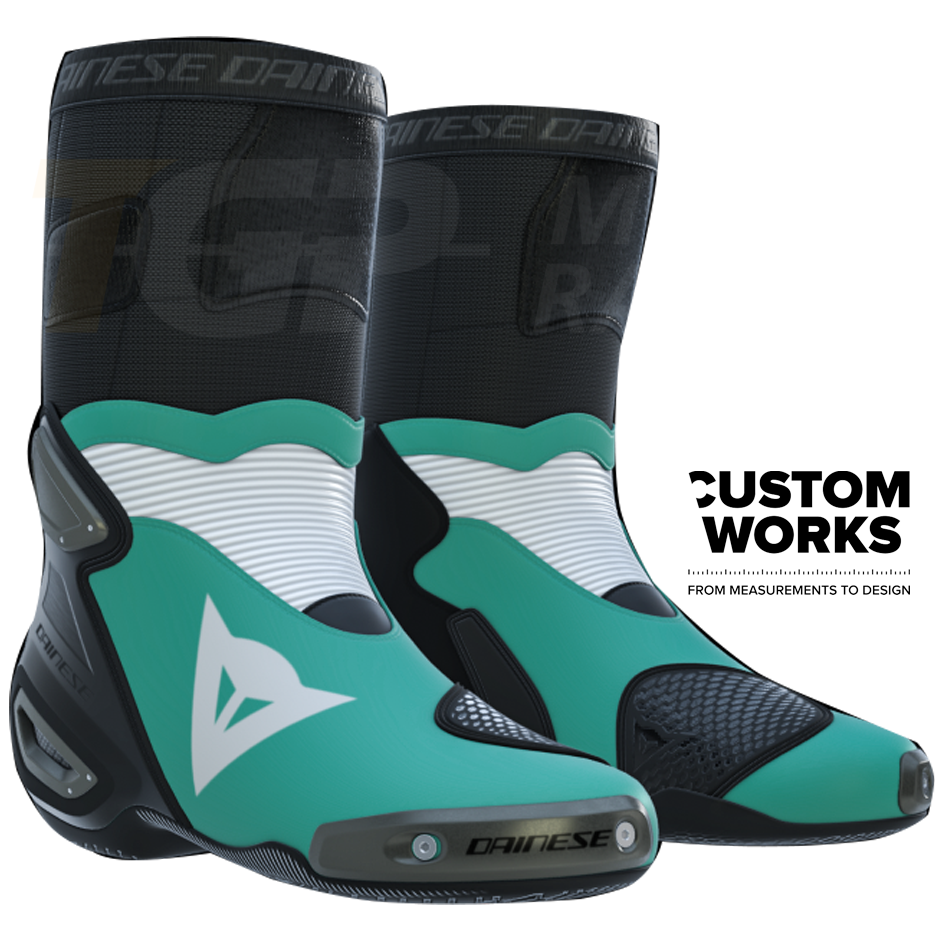 Dainese Axial 2 Yarış ve Sokak Motosiklet Botu | Erkek | Sardinia Sea Mavi / Beyaz | Custom Works 