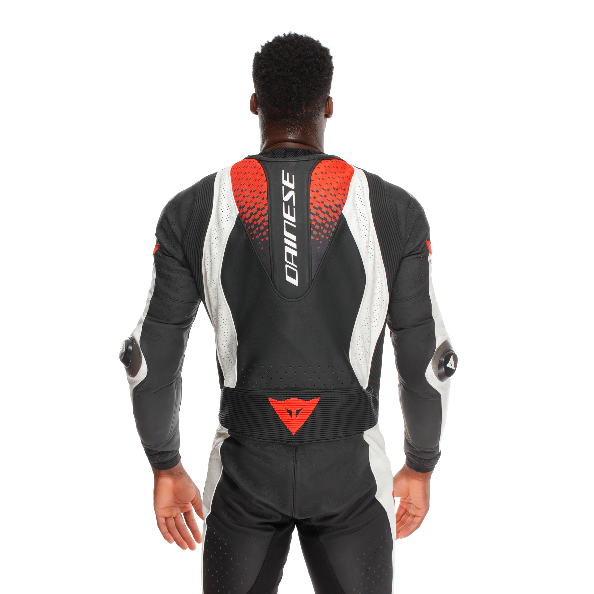 Dainese Laguna Seca 6 Tek Parça Deri Kombinasyonu – Perforasyonlu Yarış Tulumu | Erkek | Beyaz/Kırmızı 