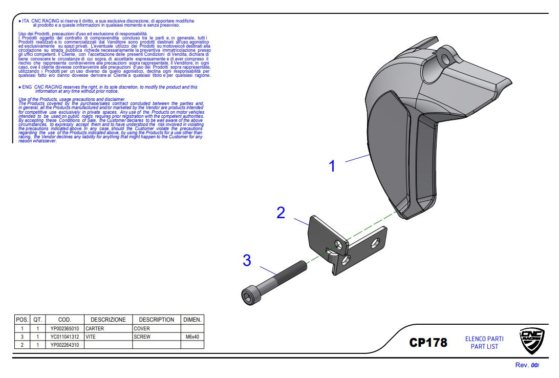 Ducati Panigale V4/S/R (25-26) CP178 için CNC Racing Alüminyum Dişli Kapağı 