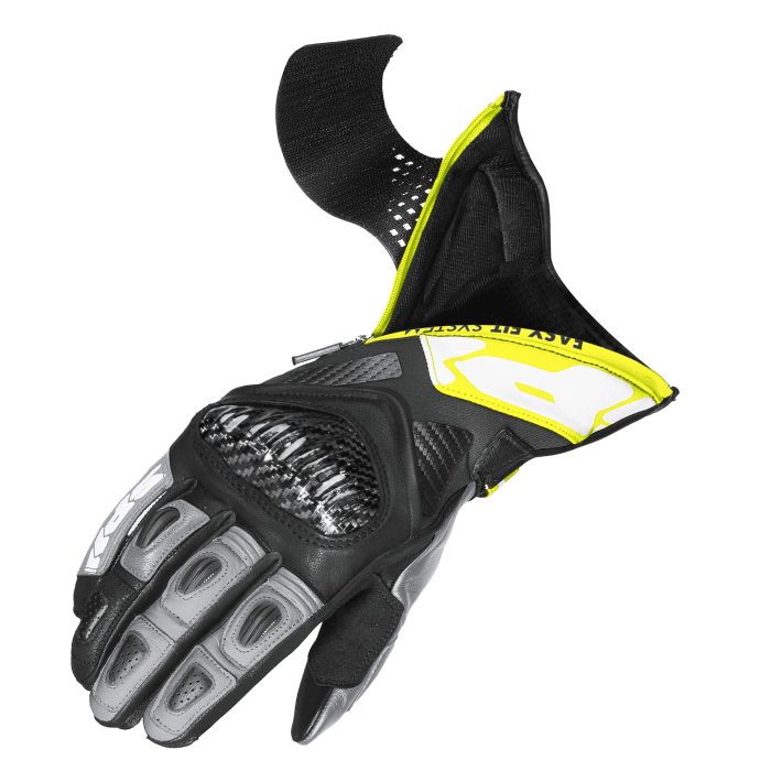 Spidi Carbo Fit Racing Motosiklet Deri Eldivenleri | Erkek | Siyah/Parlak Sarı | A226394 