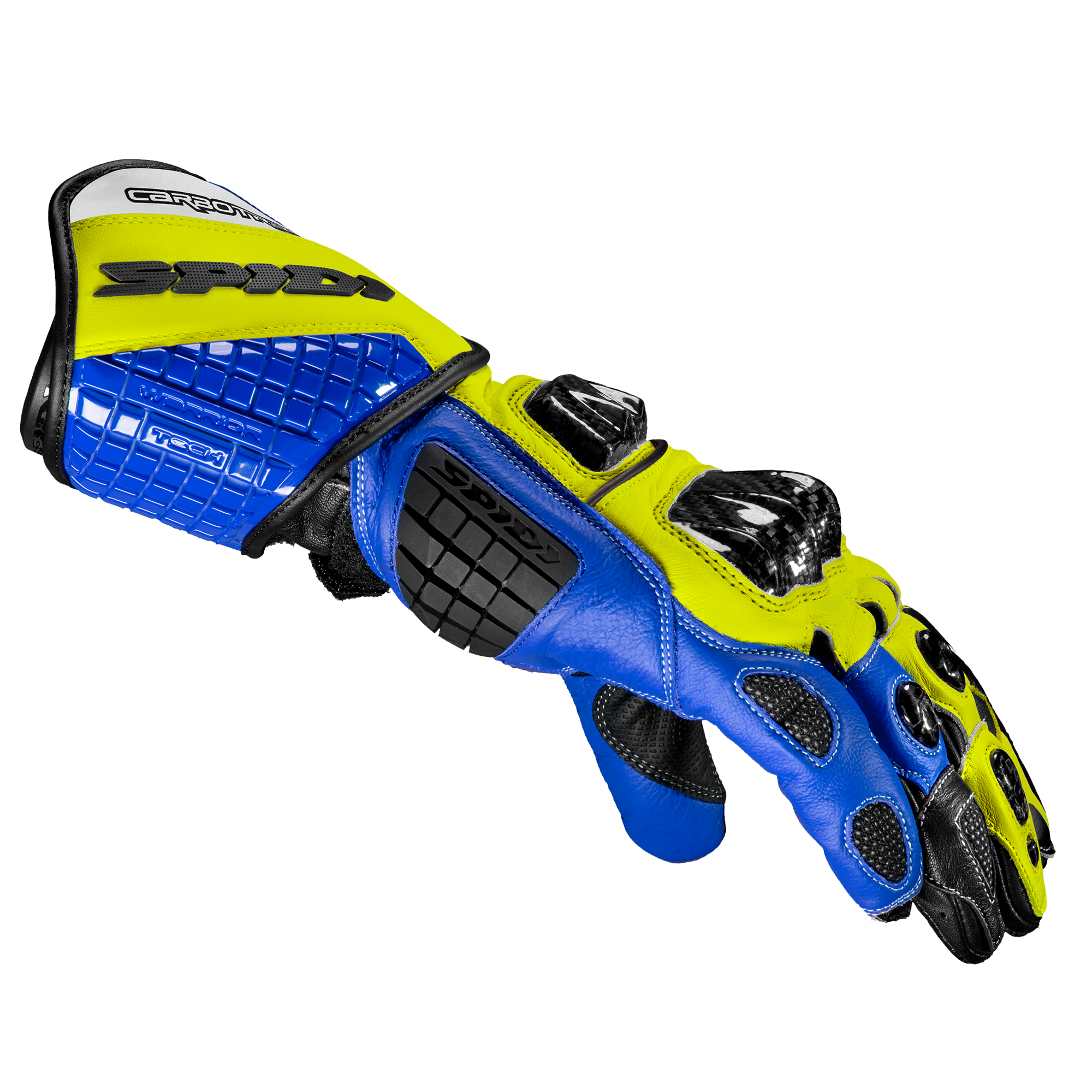Spidi Carbo Track Evo Yarış Motosiklet Deri Eldivenleri | Erkek | Mavi/Sarı | A203477 