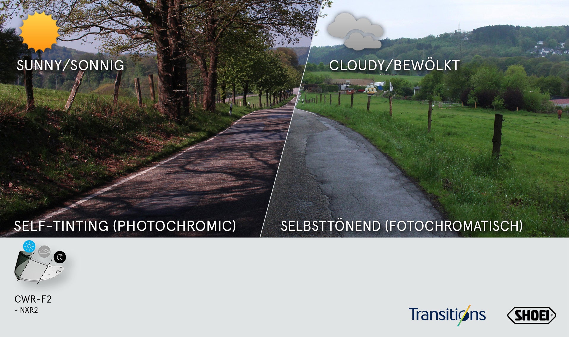 Shoei Vizör X-SPR PRO (CWR-F2PN) Fotoğrafik Kendiliğinden Tonlanan Adaptif 