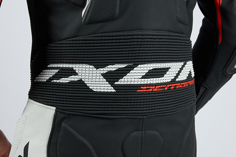 IXON Demonio Demonio-Tulum Deri Tulum – Delikli yarış tulumu | Erkek | Siyah/Beyaz/Kırmızı 