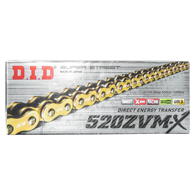 D.I.D 520ZVM-X X-Ring Zincir 520 G&G açık, perçinli kilit ile – 100 ila 132 bağlantı 