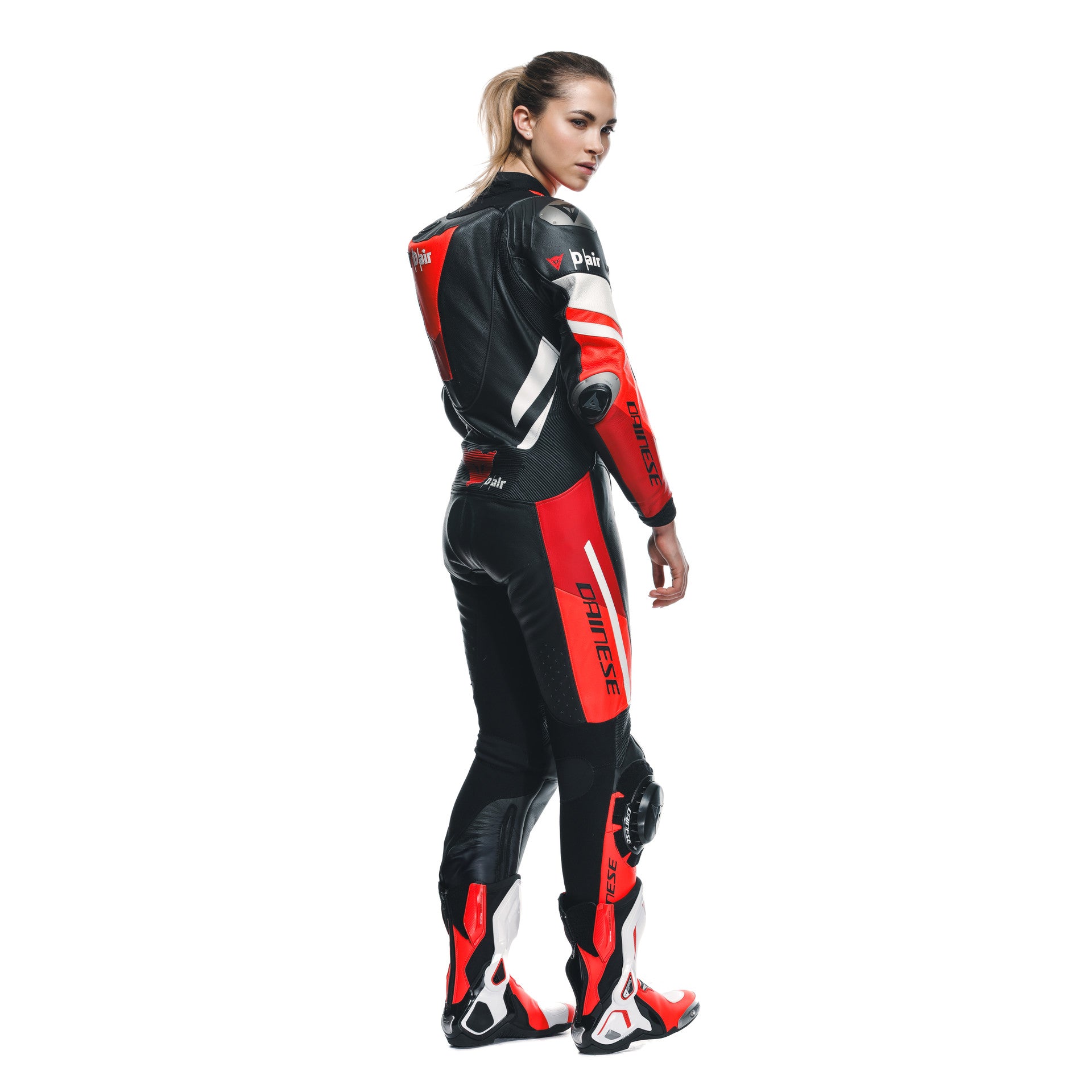 Dainese Misano 3 Lady D-AIR® Tek parça deri kombine – Perforated hava yastıklı yarış kıyafeti | Kadın | Kırmızı 