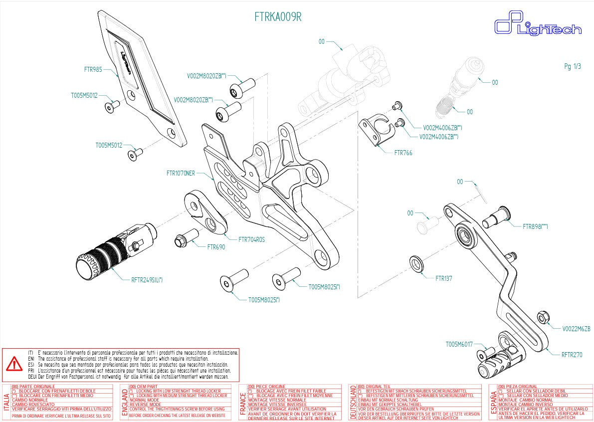 Füstrasten sistemi R LighTech ters vites değiştirme Kawasaki ZX-6R/636/RR (05-26) FTRKA009R 