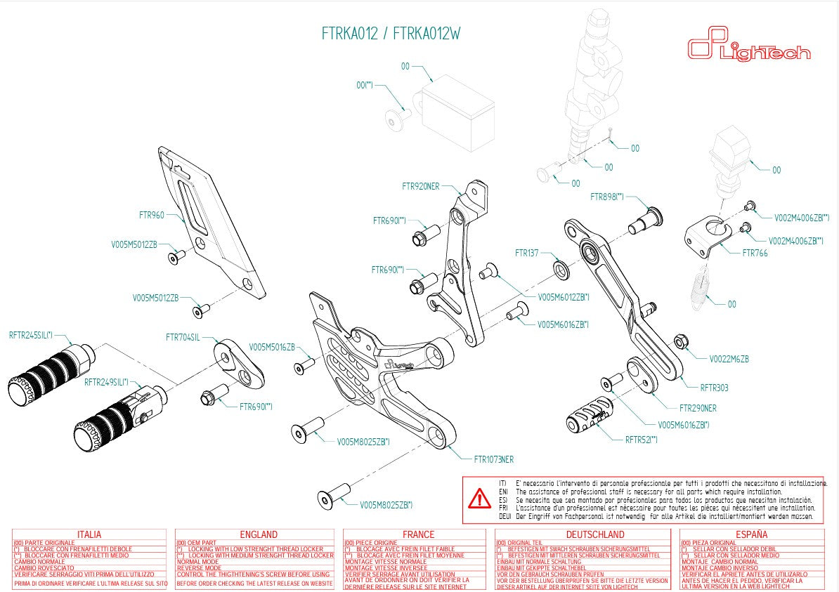 LighTech arka fren sistemi ters bağlantı Kawasaki ZX-10 R/RR (21-26) FTRKA012/W 