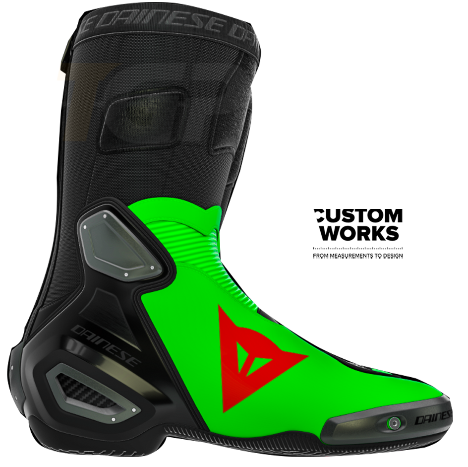 Dainese Axial 2 Racing und Straßen Motorradstiefel Franco Morbidelli Replica 2026 | Herren | Fluo Grün / Fluo Rot | Custom Works