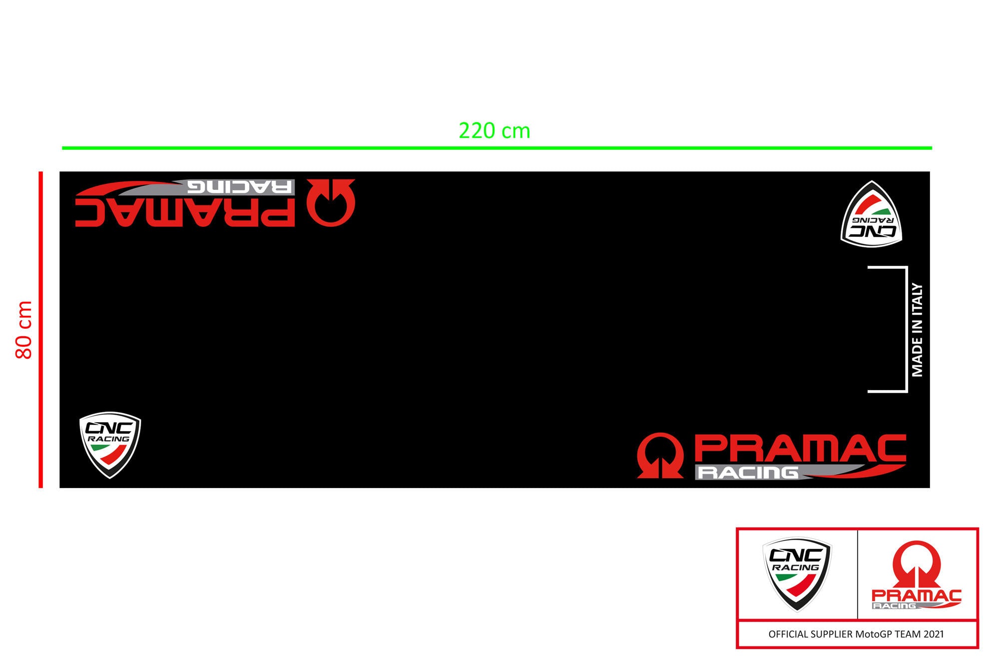 Motosiklet Box ve Garaj Halısı 220 x 80 cm Pramac Racing Sınırlı Üretim CNC Racing GA003BPR 