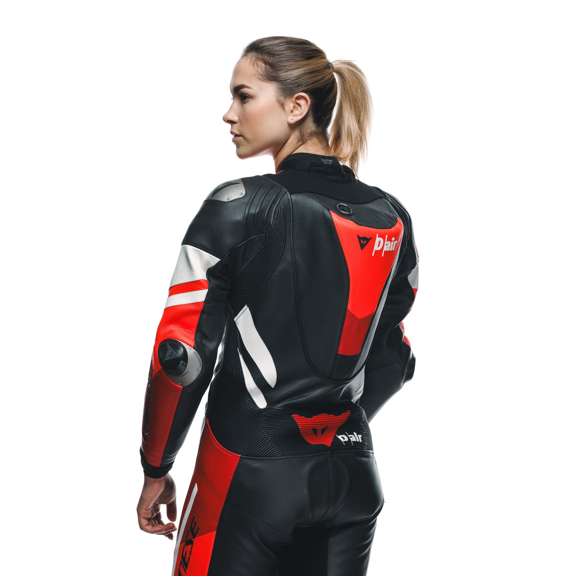 Dainese Misano 3 Lady D-AIR® Tek parça deri kombine – Perforated hava yastıklı yarış kıyafeti | Kadın | Kırmızı 