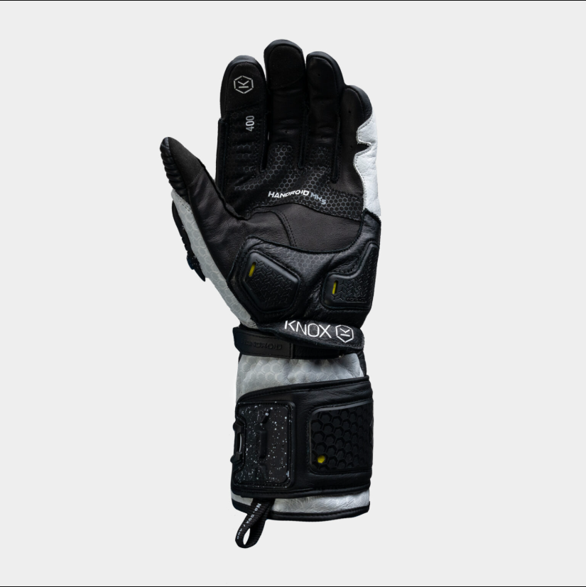 Knox Handroid MK5 Yarış Deri Eldivenleri | Erkek | Siyah/Beyaz | 11769404101 