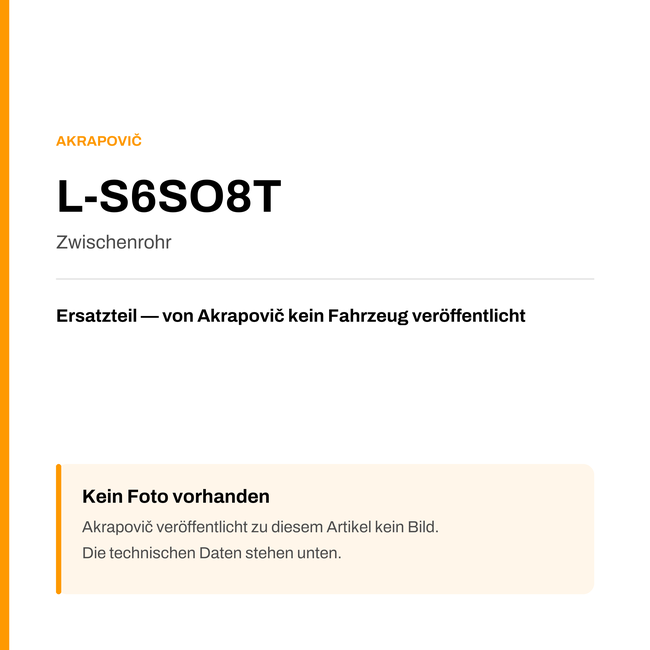 Akrapovic Zwischenrohr L-S6SO8T — Platzhalter, kein Herstellerfoto verfügbar