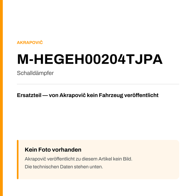 Akrapovic Schalldämpfer M-HEGEH00204TJPA — Platzhalter, kein Herstellerfoto verfügbar
