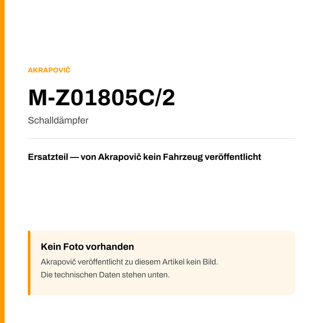 Akrapovic Schalldämpfer M-Z01805C/2 — Platzhalter, kein Herstellerfoto verfügbar