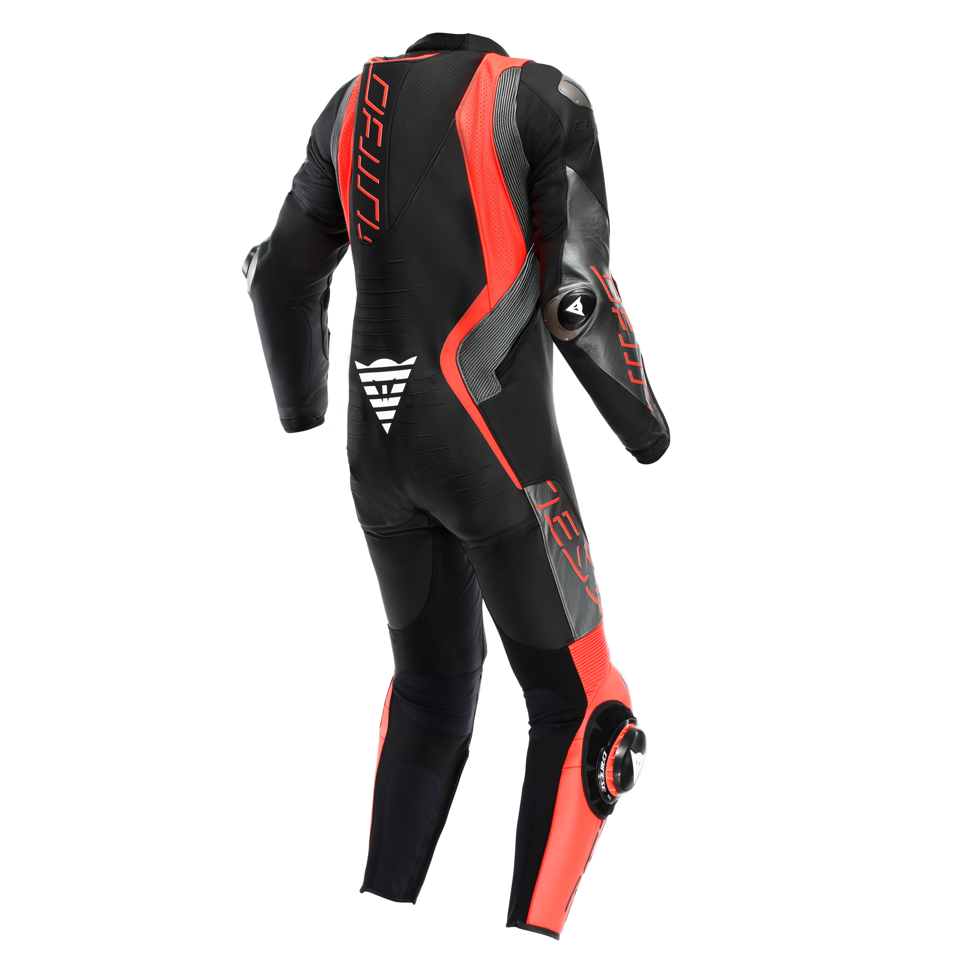 Dainese Audax D-ZIP Tek Parça Deri Kombin – Perfore Yarış Tulumu | Erkek | Siyah/Kırmızı 