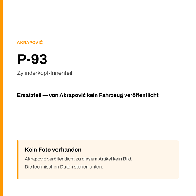 Akrapovic Zylinderkopf-Innenteil P-93 — Platzhalter, kein Herstellerfoto verfügbar