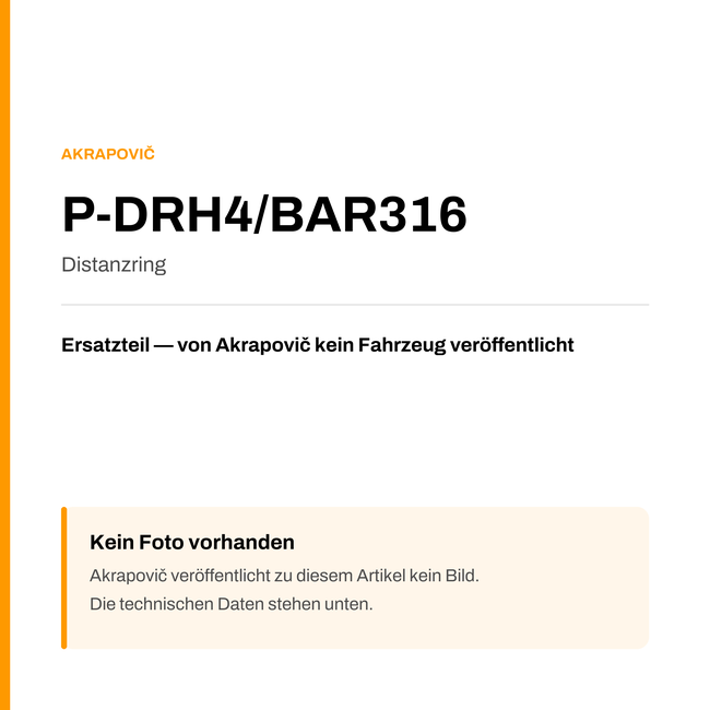 Akrapovic Distanzring P-DRH4/BAR316 — Platzhalter, kein Herstellerfoto verfügbar