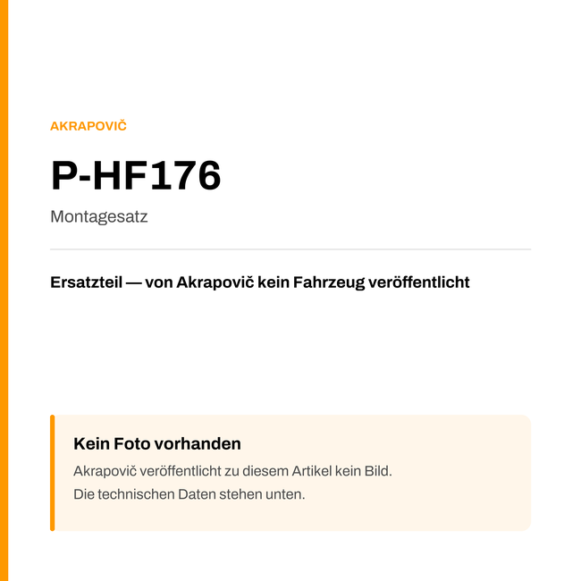Akrapovic Montagesatz P-HF176 — Platzhalter, kein Herstellerfoto verfügbar