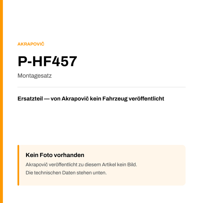 Akrapovic Montagesatz P-HF457 — Platzhalter, kein Herstellerfoto verfügbar