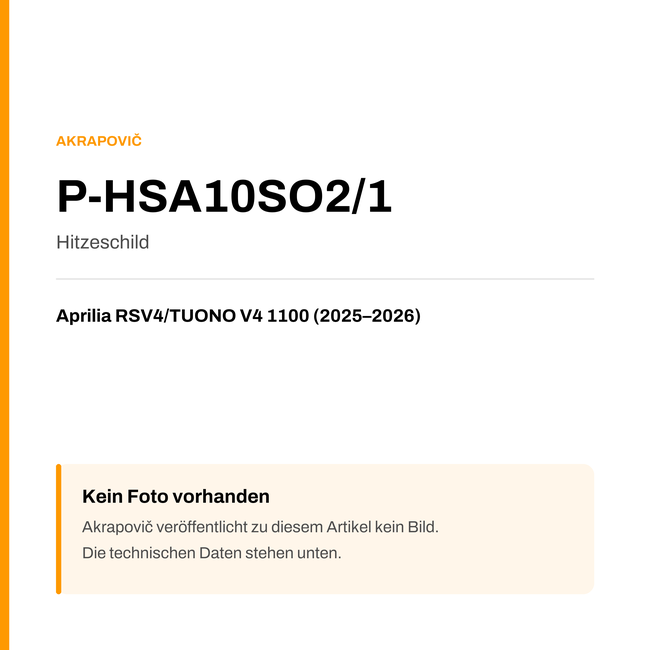 Akrapovic Hitzeschild Aprilia RSV4 / TUONO V4 1100 (25-26) P-HSA10SO2/1 — Platzhalter, kein Herstellerfoto verfügbar