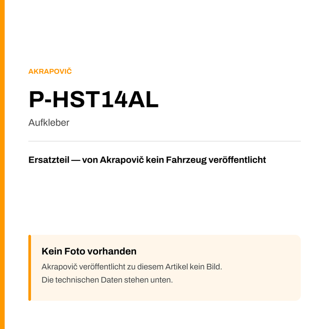 Akrapovic Aufkleber P-HST14AL — Platzhalter, kein Herstellerfoto verfügbar