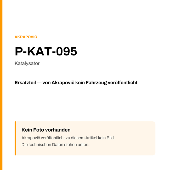 Akrapovic Katalysator P-KAT-095 — Platzhalter, kein Herstellerfoto verfügbar