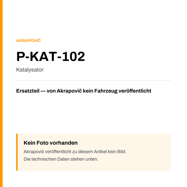 Akrapovic Katalysator P-KAT-102 — Platzhalter, kein Herstellerfoto verfügbar