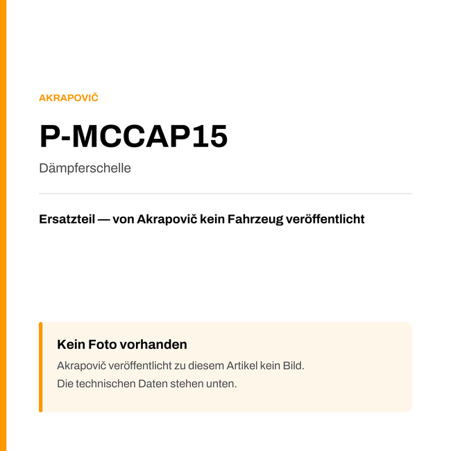Akrapovic Dämpferschelle P-MCCAP15 — Platzhalter, kein Herstellerfoto verfügbar