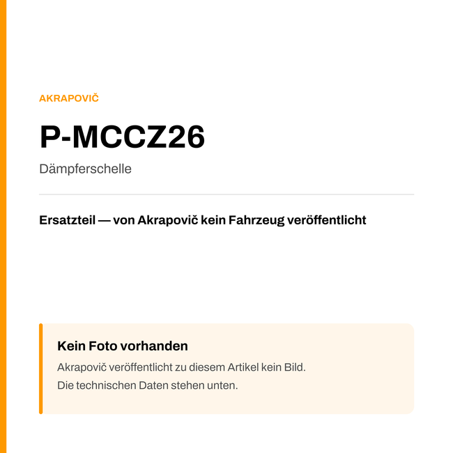 Akrapovic Dämpferschelle P-MCCZ26 — Platzhalter, kein Herstellerfoto verfügbar